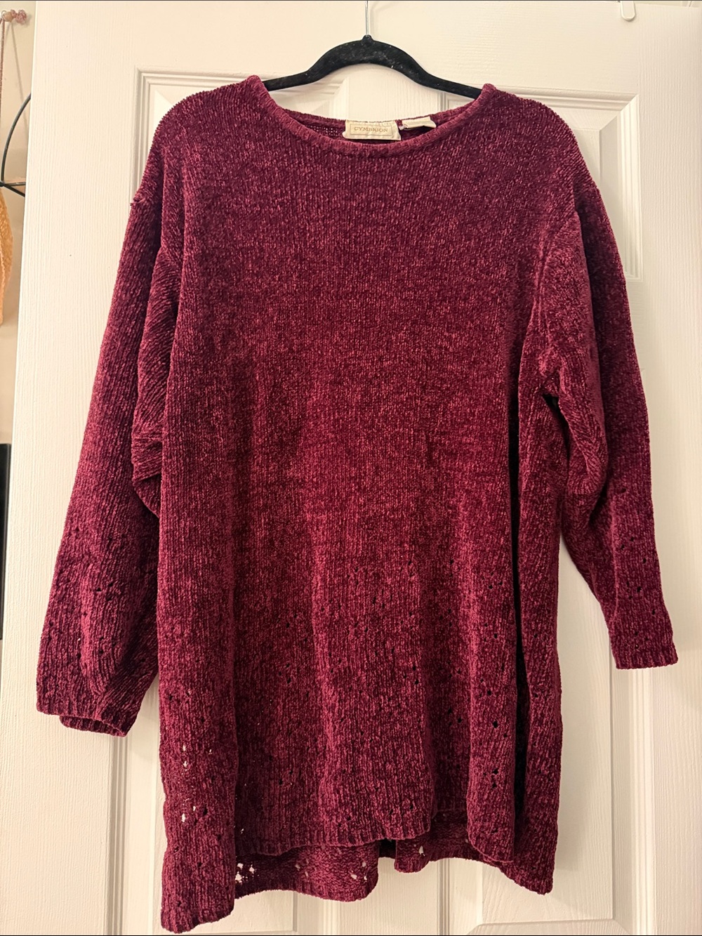 Cozy Chenille Crew Neck Sweater in Burgundy